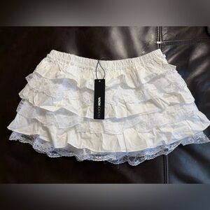 Fashion Nova White Ruffled Mini Skirt